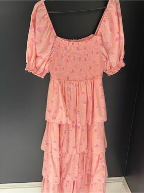 LoveShackFancy x Target Peach-Pink Smocked Tiered Dress